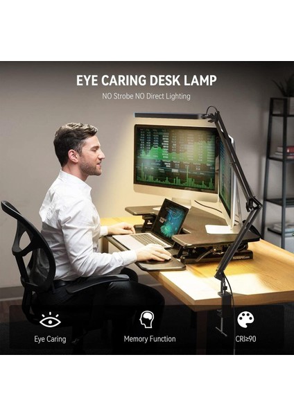 Katlanabilir LED Masa Lambası | 3 Işık Modu | USB Bağlantılı | Mengeneli Metal Gövde