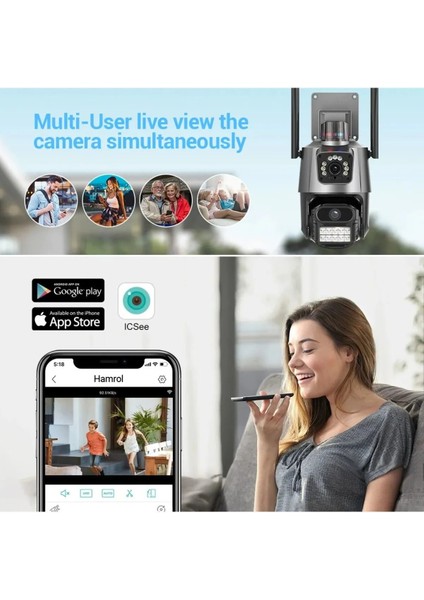 Yeni 4K Ptz Wifi Ip 8mp Kamera Çift Lens Aı Hareket Algılama Anti-Hırsızlık Sirenli Akıllı Kamera