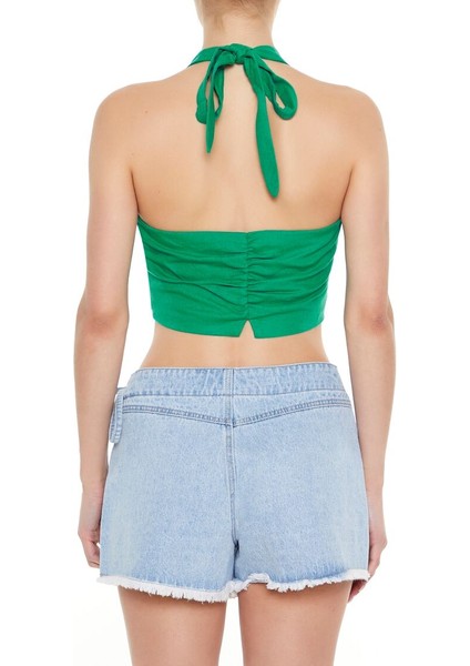 Poplin Halter Yaka Crop Yelek