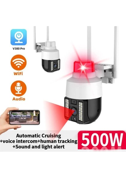 Gece Görüşlü LED Işıklı 360° Dönebilen Alarmlı Ip Wifi Dış Ortam Güvenlik Kamerası 64GB Hafıza Kartı fiyatları