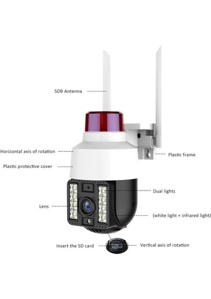Gece Görüşlü LED Işıklı 360° Dönebilen Alarmlı Ip Wifi Dış Ortam Güvenlik Kamerası 64GB Hafıza Kartı modelleri