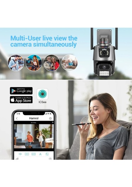 Yeni 6mp 4K Ptz Wifi Ip Kamera Çift Lens Aı Hareket Algılama Anti-Hırsızlık Sirenli Akıllı Kamera