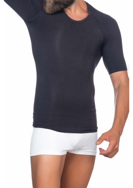 Miraxx Siyah Mı Emay E1010 Yarım Kol Erkek Korse Atlet