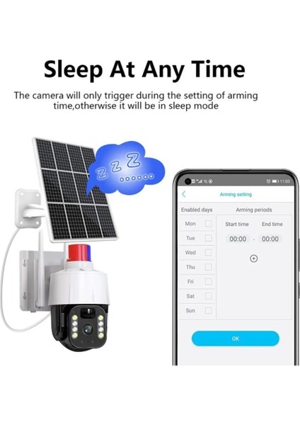 5mp (Kablosuz) Kamera, Güvenlik Için Güneş Enerjili Panel Sim Kart Destekli Dış Mekan Kamerası