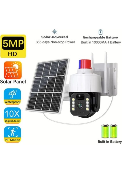 5mp (Kablosuz) Kamera, Güvenlik Için Güneş Enerjili Panel Sim Kart Destekli Dış Mekan Kamerası fiyatları