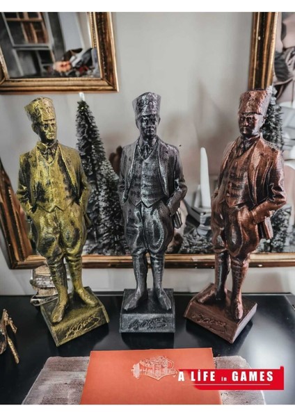 Mustafa Kemal Atatürk Heykeli, (Bakır Eskitme) Hediyelik Ev Dekorasyonu, Ofis Dekor Büst Biblo fırsatları