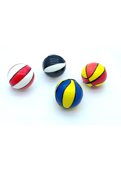 Mini Sünger Renkli Basketbol Topu 6 cm Dörtlü Paket
