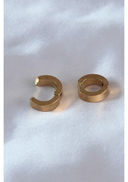 316L Çelik Gold Renk Sıkıştırmalı Erkek Küpe - TJ-EKP278