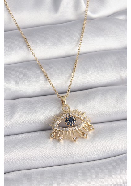 316L Çelik Gold Renk Zincir Zirkon Taşlı Göz Model Kadın Yüzük - TJ-BKO9563