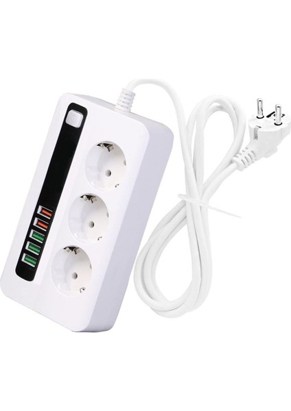 3000W 10AMPER 3’lü 2metre 5 USB Uzatma Kablolu Çoklu Termal Akım Korumalı Priz fiyatları