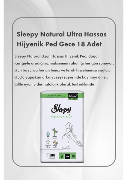 Natural Hijyenik Ped Gece 18 Adet x 3 ve Hediye Dove 400 ml