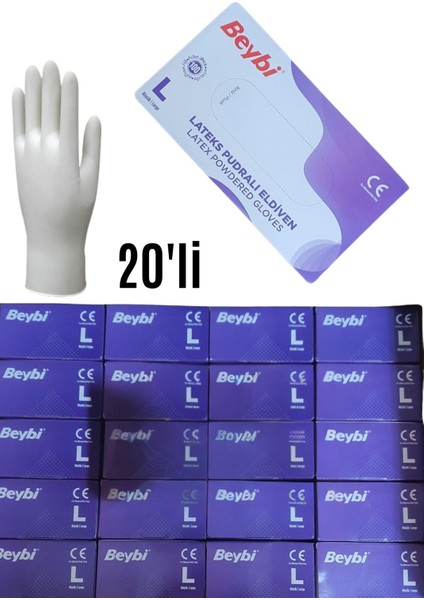 Lateks Pudralı Eldiven 100'LÜK 20 Kutu 1 Koli S