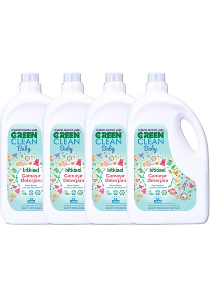 Organik Lavanta Yağlı Baby Bitkisel Sıvı Çamaşır Deterjanı 2, 75L 4'lü