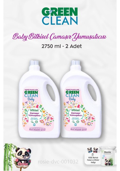 2 Adet Green Clean Bitkisel Çamaşır Yumuşatıcı Lavanta Yağlı 2750 ml ve Rosıe
