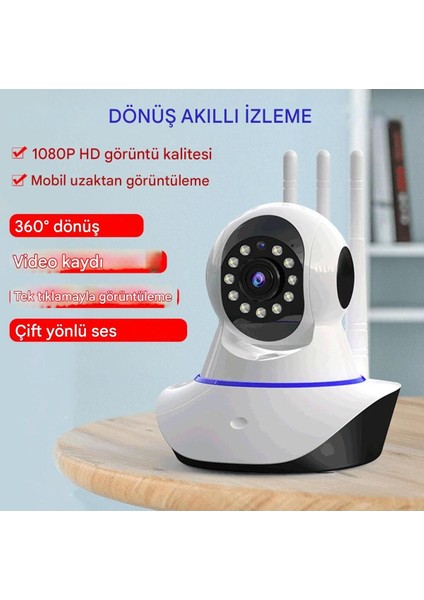360 Dönebilen Bebek Monitörü 10M Gece Görüşlü Hareket Algılama Sensörlü 2 Yönlü Interkom