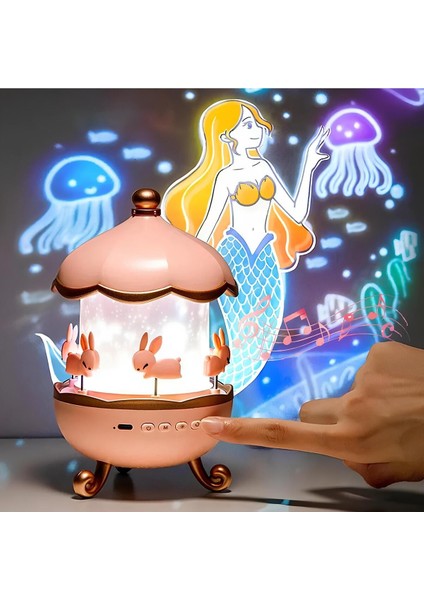 Masal Mini Gökyüzü Çocuklar Için Gece Lambası Projektör Hoparlör 12 Filmli