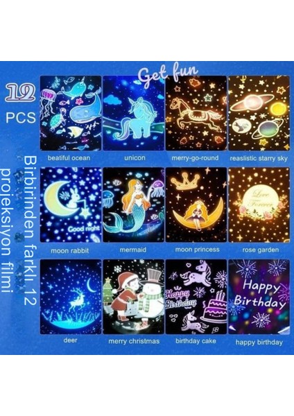 Masal Mini Gökyüzü Çocuklar Için Gece Lambası Projektör Hoparlör 12 Filmli indirimleri