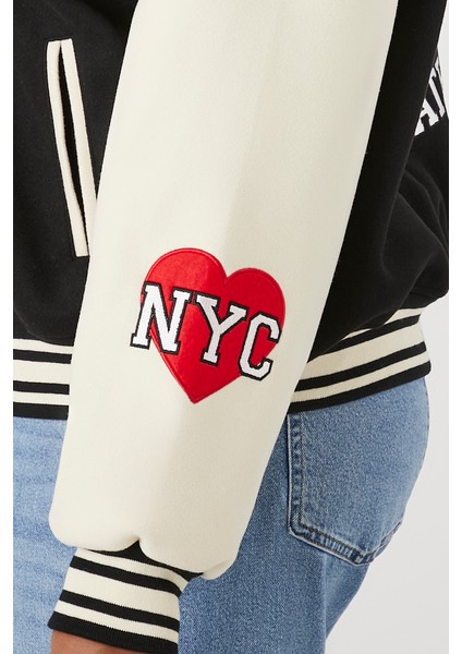 F21 Plus Size Varsity Bomber Ceket