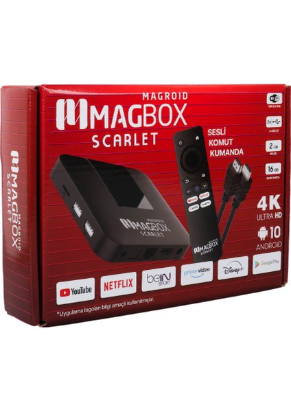 Magbox Magroıd Scarlet 16 GB HDD 2 GB Ram 2.4g H313 Cpu Ses Komut Kumandalı Androıd Tv Box