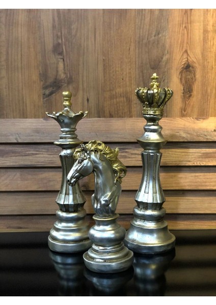 Satranç Heykeli, Biblo, Şah, Vezir Atheykeli Dekoratifobje, Dekoratif Satranç Taşı Biblosu,