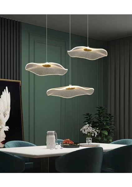 Luxury Exclusive Üçlü Yuvarlak Sarkıt LED Avize Jellyfish Salon Mutfak Oturma Odası Avize Gold Sarı