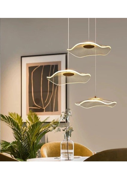 Luxury Exclusive Üçlü Yuvarlak Sarkıt LED Avize Jellyfish Salon Mutfak Oturma Odası Avize Gold Sarı