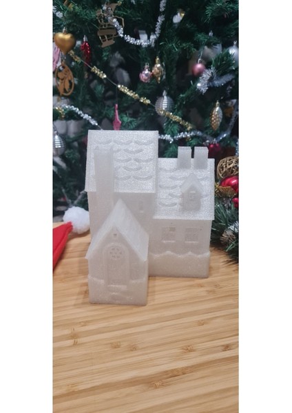 LED Mum Işıklı Yılbaşı Köşk Evi Dekoratif Biblo 12 x 13 x 15 cm