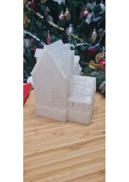 LED Mum Işıklı Yılbaşı Köşk Evi Dekoratif Biblo 12 x 13 x 15 cm