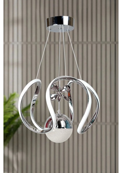 Clasy Model Krom Kaplama Metal Salon Mutfak Oturma Yatak Odası Modern LED Sarkıt Avize Beyaz Işık