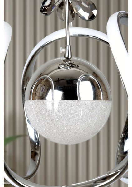 Clasy Model Krom Kaplama Metal Salon Mutfak Oturma Yatak Odası Modern LED Sarkıt Avize Beyaz Işık