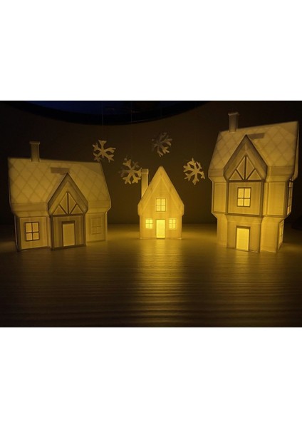 Noel Evleri 3'lü Set Yılbaşı Süsleri Yılbaşı Evleri Noel Dekor Yılbaşı Hediyesi Tealight Mumluk fırsatları