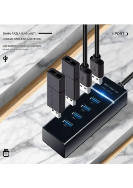 USB Çoklayıcı Concord 4 Port USB Hub 3.0 Tak Çalıştır