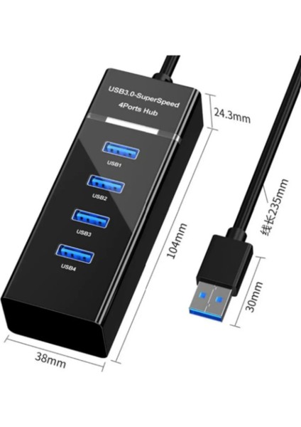 USB Çoklayıcı Concord 4 Port USB Hub 3.0 Tak Çalıştır