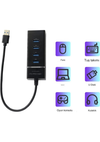 USB Çoklayıcı Concord 4 Port USB Hub 3.0 Tak Çalıştır