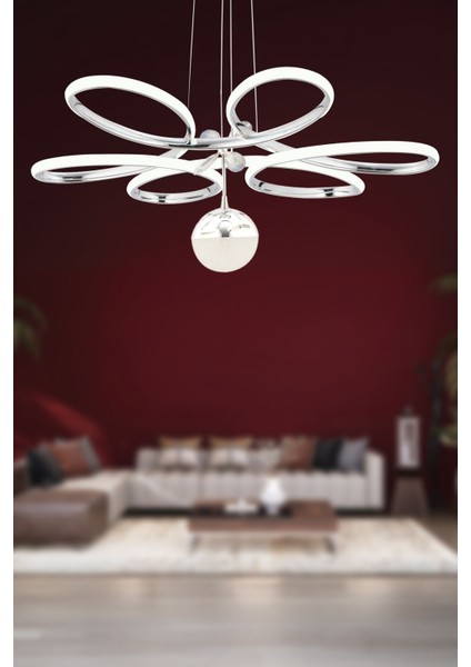 Rose Krom Modern Sarkıt Beyaz Işık LED Avize Salon Mutfak Oda Hol Ledli Avize