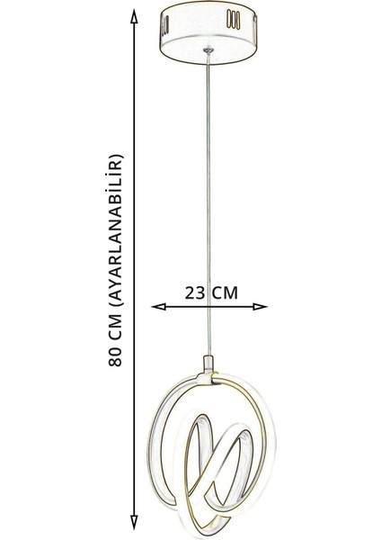 Modern Eskitme Sarkıt LED Avize, Alüminyum, 3 Başlık, 25x70, Şık ve Işıltılı Tasarım