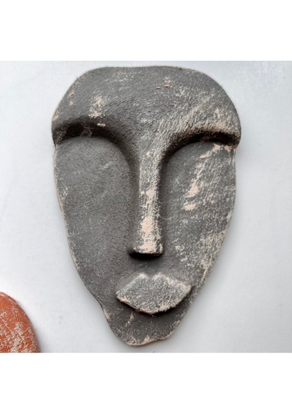 El Yapımı Taş Heykel Soyut Yüz Maske 3'li Set, Duvar Dekor, Modern Ev ve Ofis Dekoru
