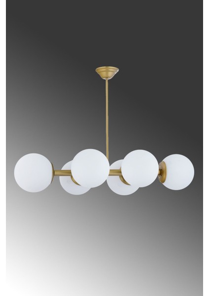 Modern 6'lı Beyaz Camlı Metal Avize, Zarif ve Şık Tasarım, 51x60 cm fiyatları