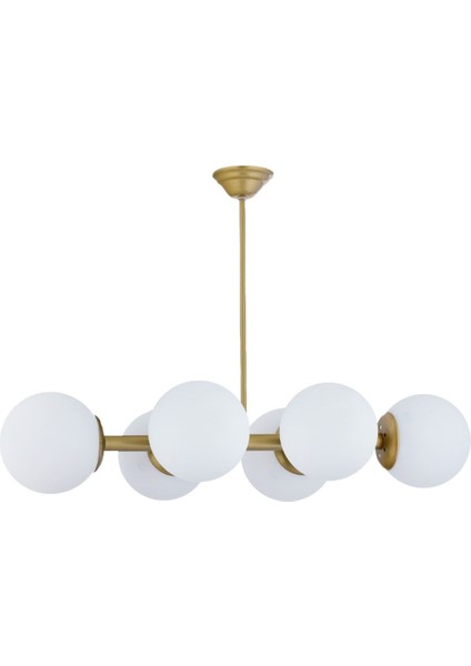 Modern 6'lı Beyaz Camlı Metal Avize, Zarif ve Şık Tasarım, 51x60 cm modelleri