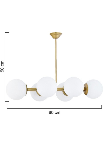 Modern 6'lı Beyaz Camlı Metal Avize, Zarif ve Şık Tasarım, 51x60 cm fırsatları