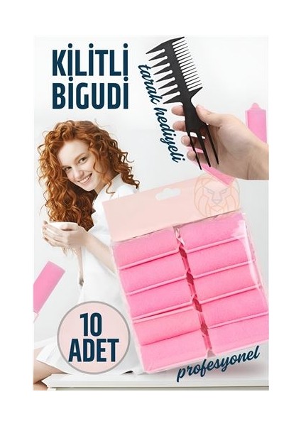 Süngerli Kilitli Bigudi Tarak Seti 10 Adet
