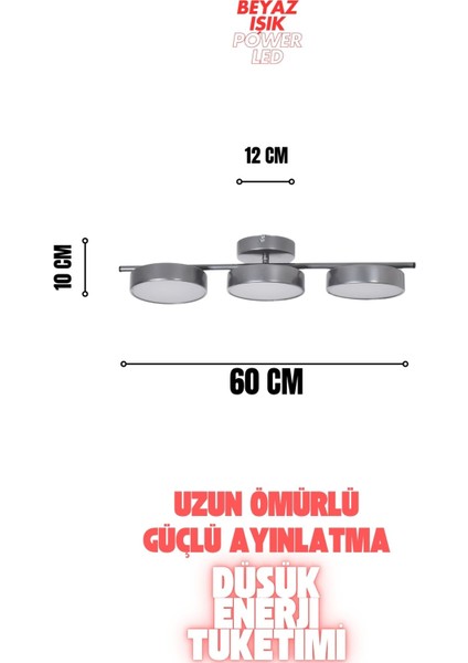 Gri Ledli 3'lü Avize, Modern Tasarım, Metal, Beyaz Işık, Salon ve Oda Aydınlatması fiyatları