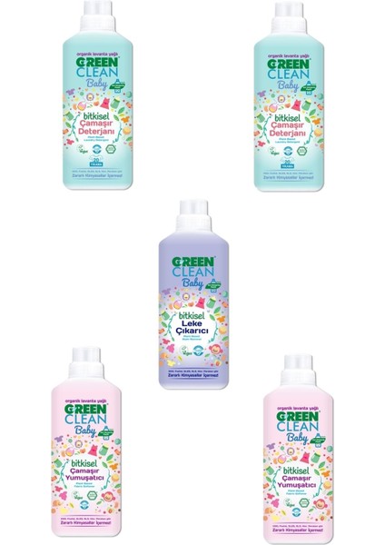 Baby Çamaşır Deterjanı X2 + Baby Yumuşatıcı X2 + Baby Leke Çıkarıcı 1000 ml