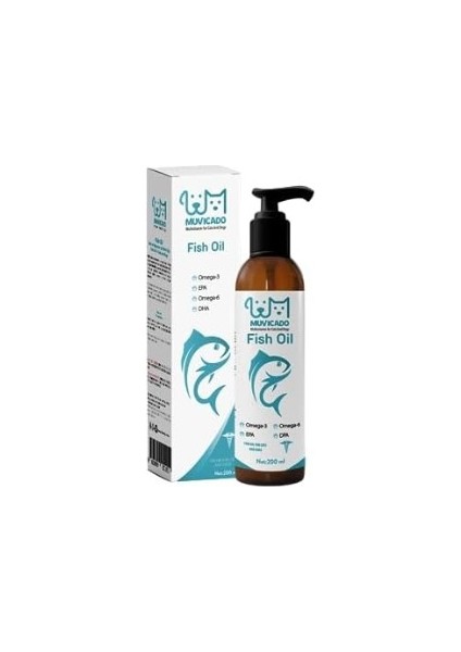 Fish Oil - Kedi ve Köpekler Için Omega 3 ve Omega 6 Balık Yağı 200 ml