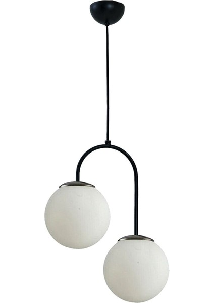 Şık Siyah Beyaz Sarkıt Avize, Cam, 2 Başlıklı Modern Aydınlatma fiyatları