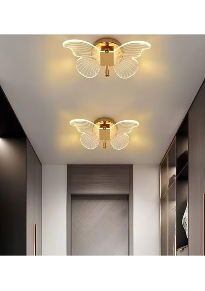Modern Tasarım Butterfly Kelebek Tavana Sıfır LED Avize Gold Sarı Ledli Avize