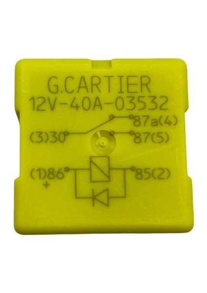 G.CARTIER 12V RÖLE 5 UÇLU 40A (ÇİFT PLATİN) (87a) (DİYOTLU) (SARI) OEM fırsatları