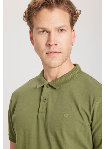 %100 Pamuk Regular Fit Normal Kesim Yeşil Polo Yaka Tişört fırsatları