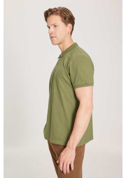 %100 Pamuk Regular Fit Normal Kesim Yeşil Polo Yaka Tişört indirimleri