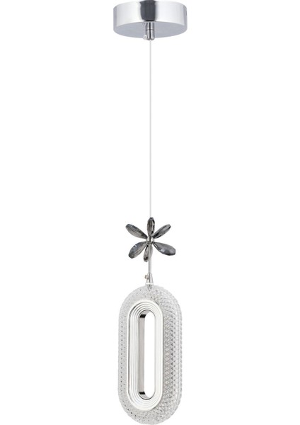 LED Alfa Tekli Gümüş 3 Renk Ledli Kristal Taşlı Modern LED Avize